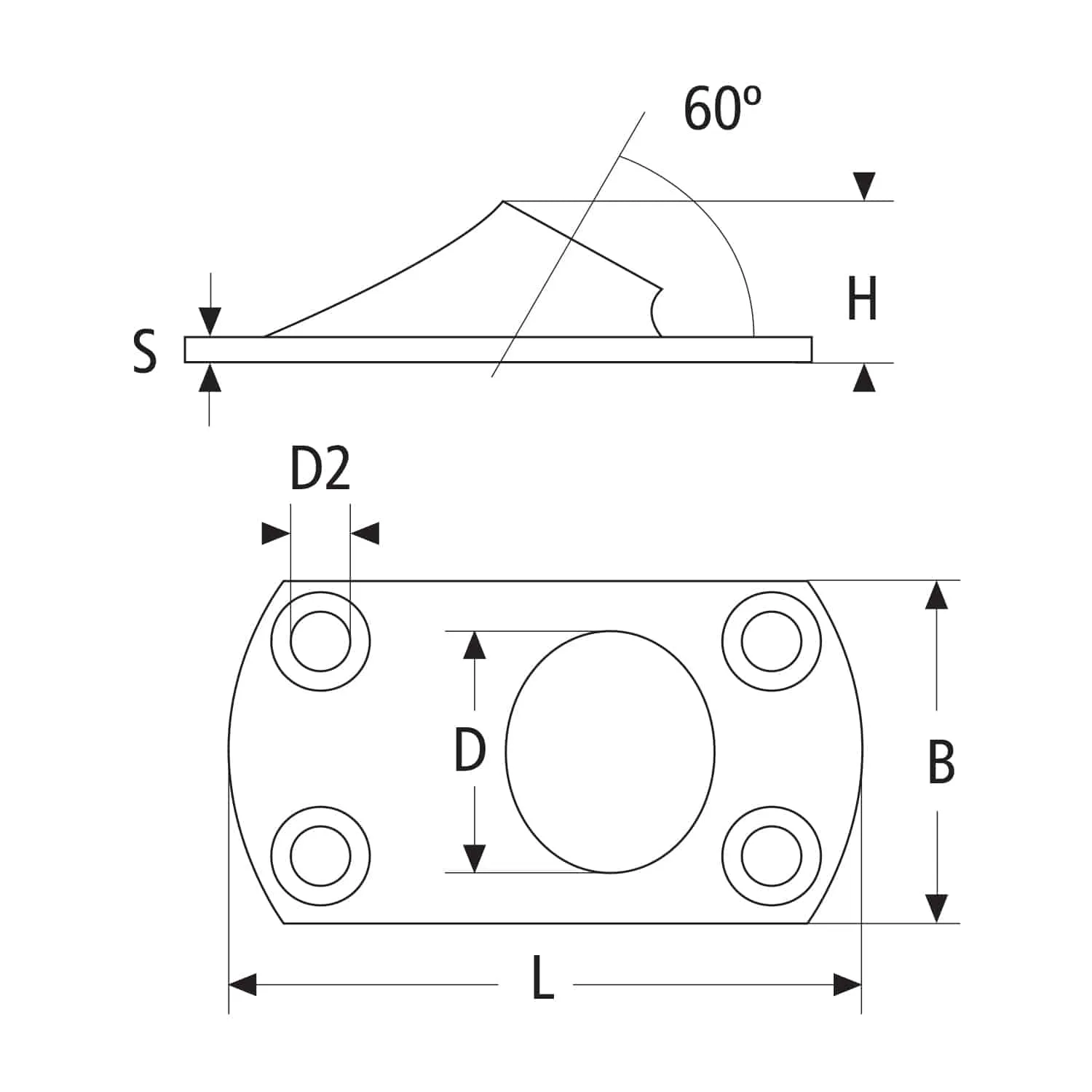 Tintero rectangular 60º para soldar