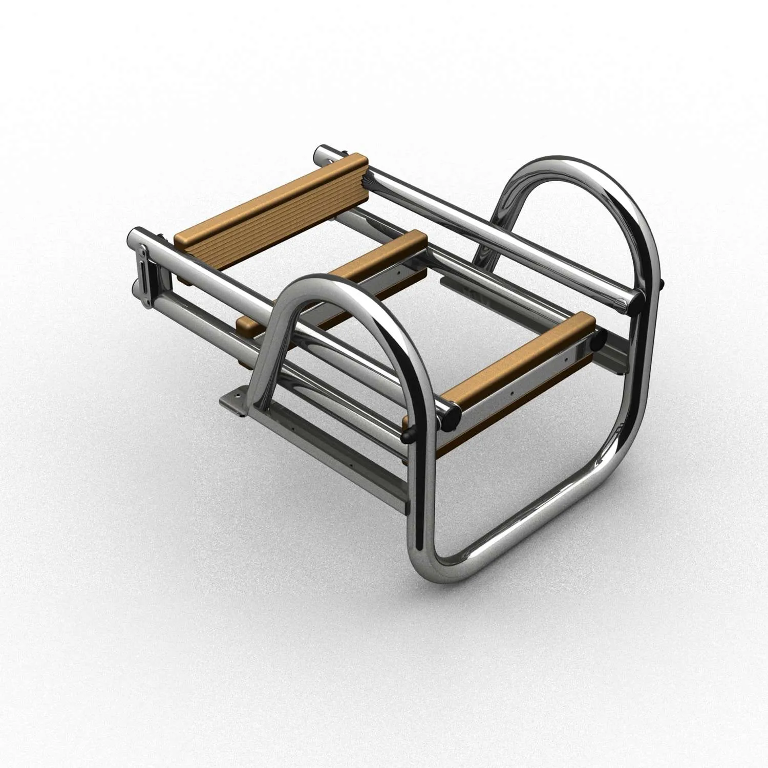 Escalera de baño estrecha plegable 3 peldaños de iroko