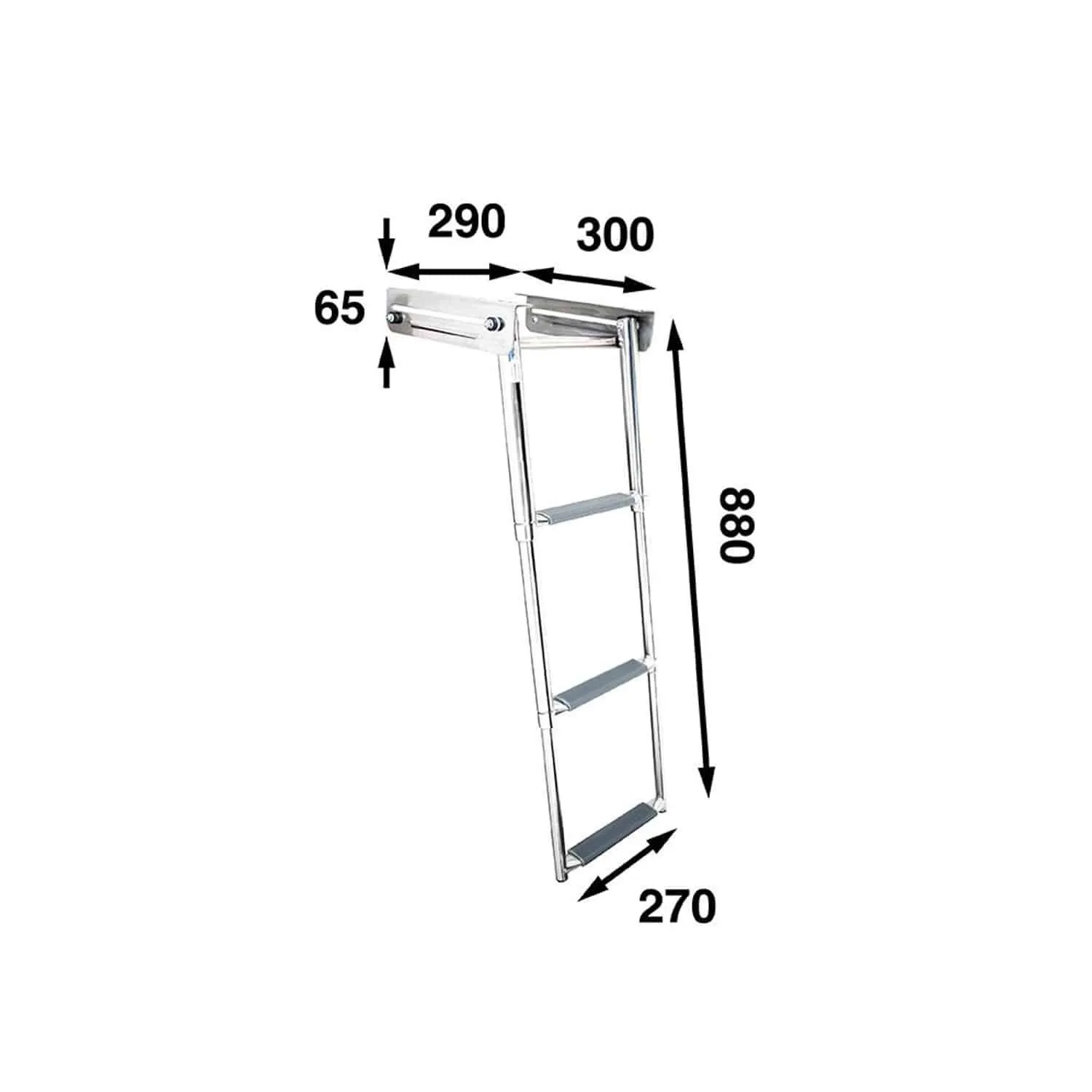 Escalera de baño telescópica bajo plataforma 3 peldaños
