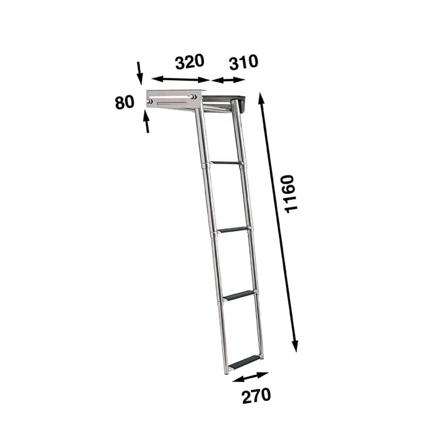 Escalera de baño telescópica bajo plataforma 4 peldaños