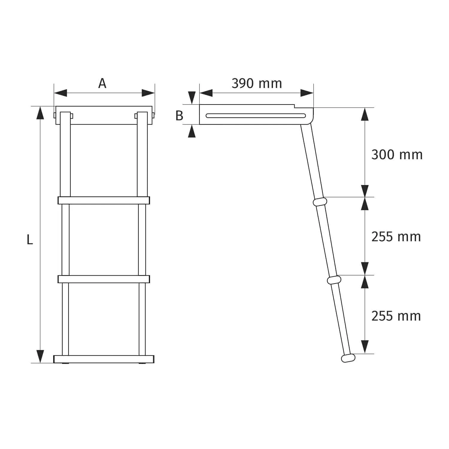 Escalera de baño telescópia bajo plataforma