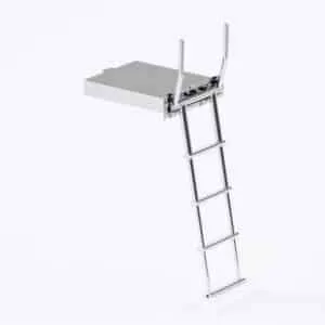 Escalera de baño empotrable telescópica con agarraderos escamoteables