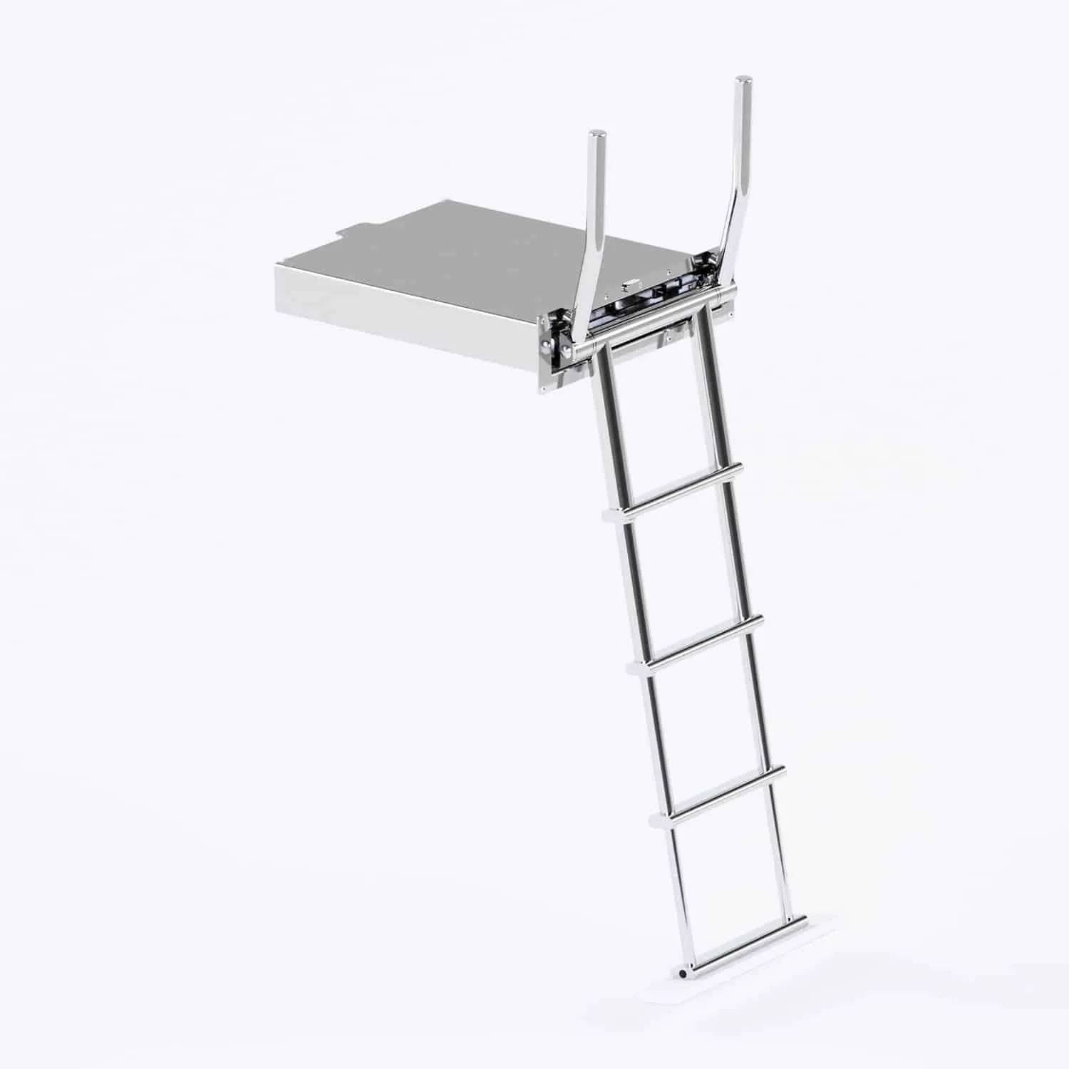 Escalera de baño empotrable telescópica con agarraderos escamoteables