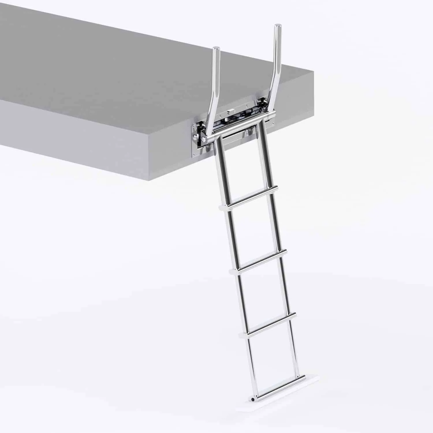 Escalera de baño empotrable telescópica con agarraderos escamoteables