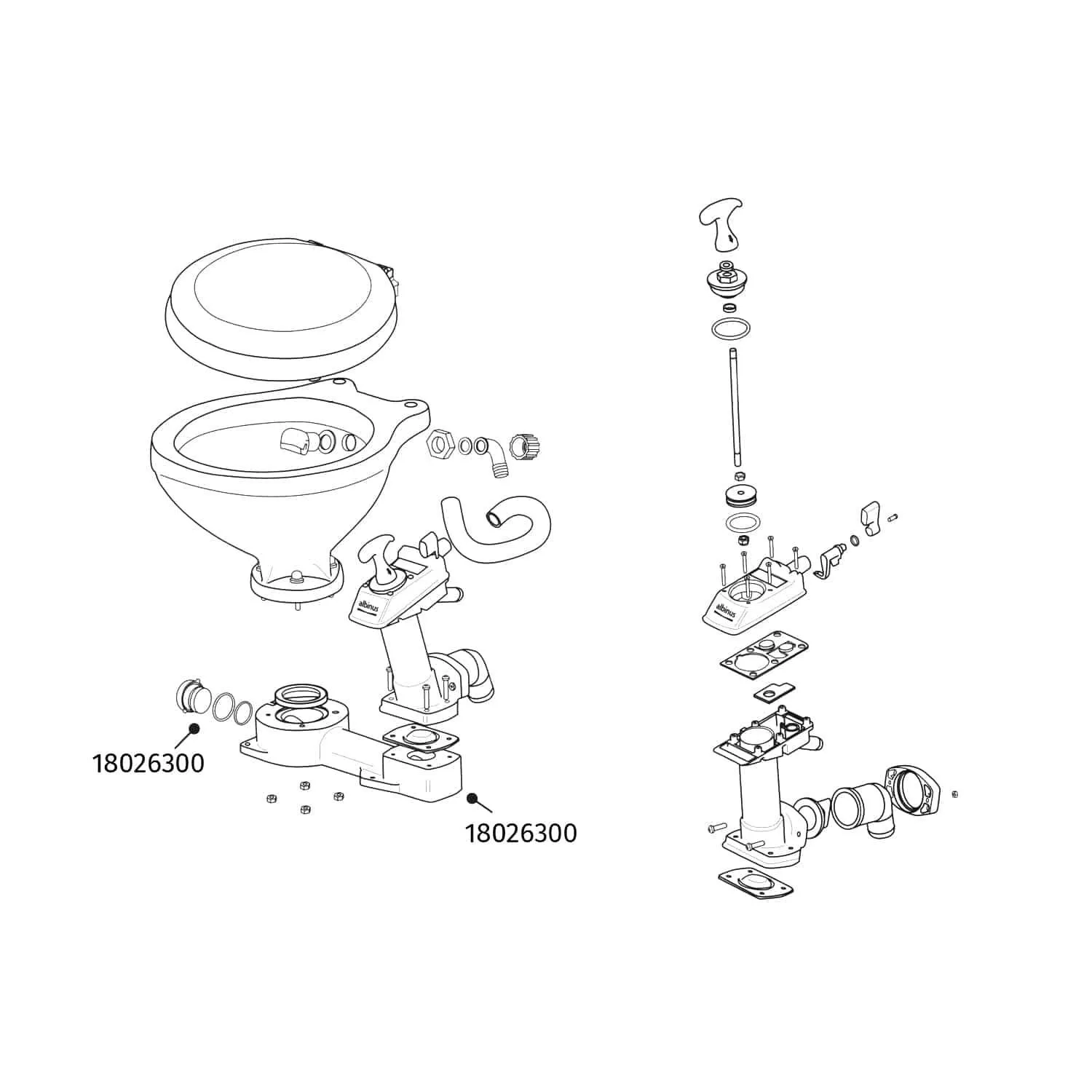 Base estable de plástico para inodoros manuales