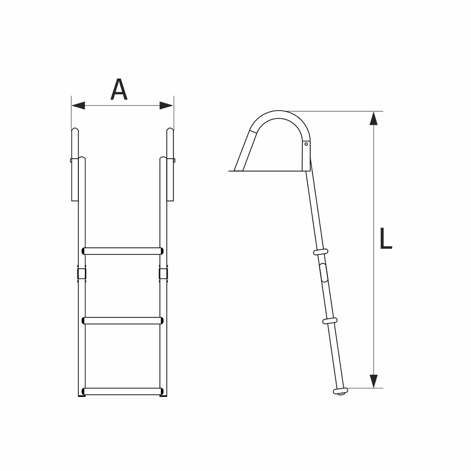 Escalera de baño gran resistencia plegable peldaños de teca