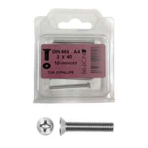 DIN 965 Tornillo cabeza avellanada plana phillips (blíster)
