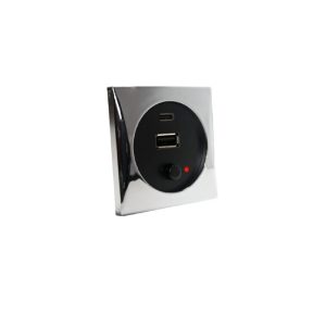 Enchufe carga USB A y C 12-24V Cromado